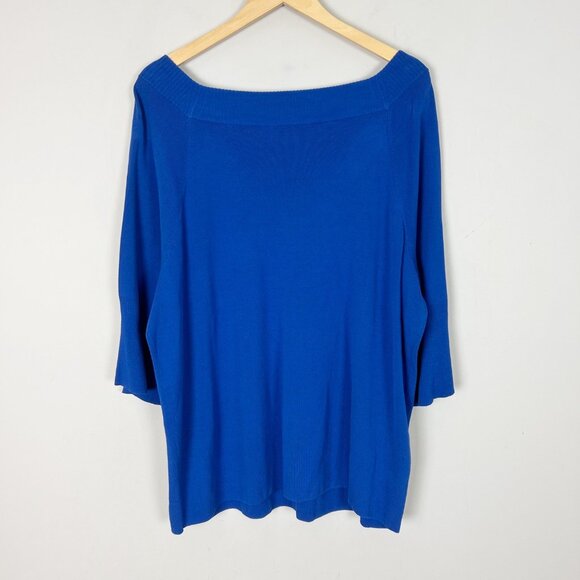 NEW Talbots Blue Boat Neck Sweater Ruffle Sleeve Size 3X Women's - Picture 3 of 4